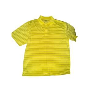 PGA Tour Men Striped Short Sleeve Polo Shirt Yellow Size LARGE GOLF TOUR